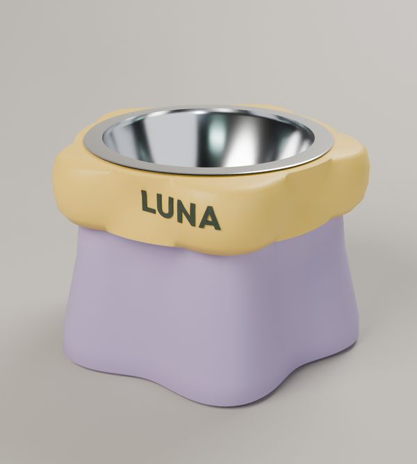 Bloom, lila y amarillo, con el nombre LUNA